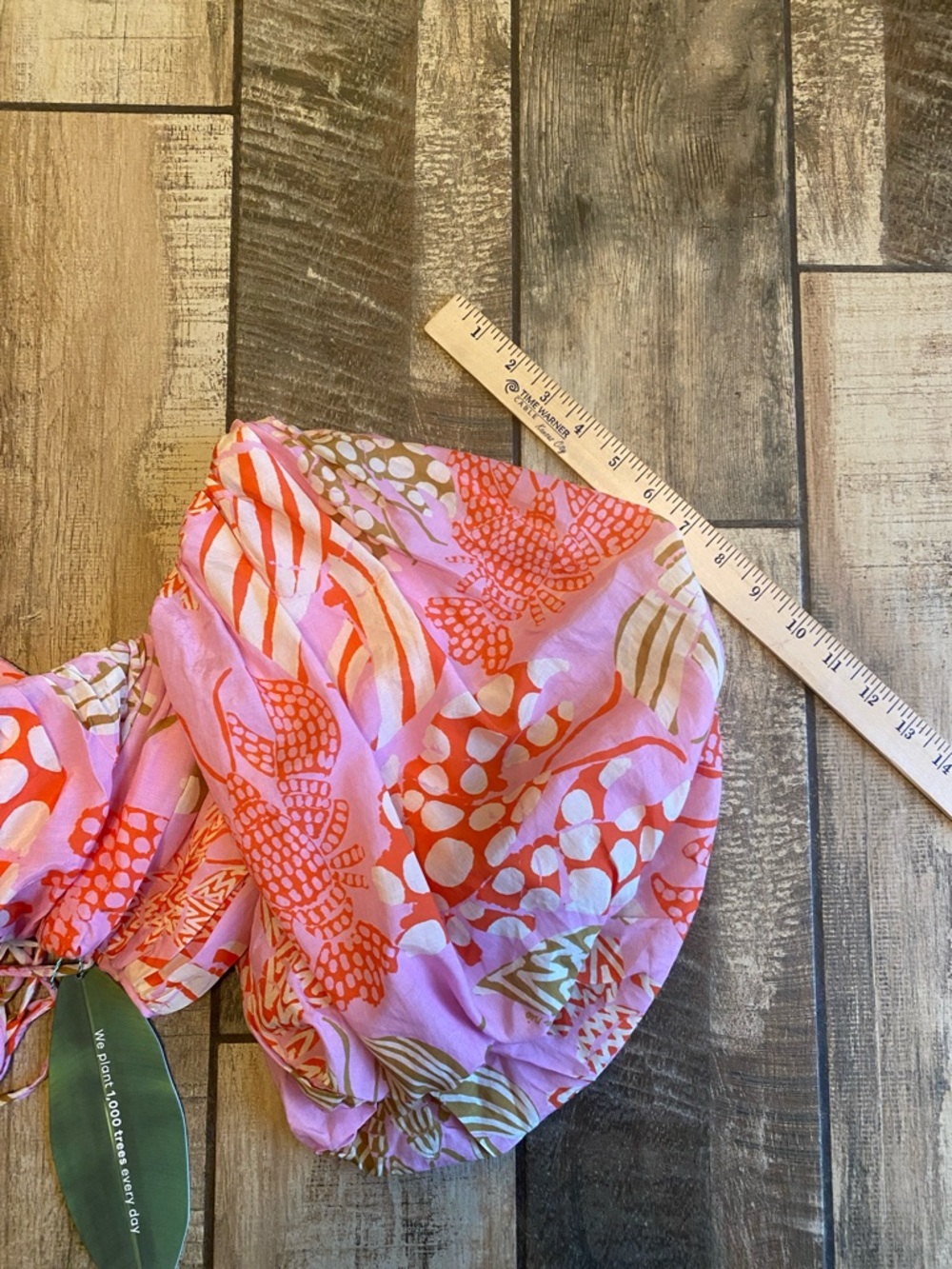 FARM Rio Mixed Lobsters Pink Puff-Sleeve Crop Top 🆕 - Picture 8 of 10